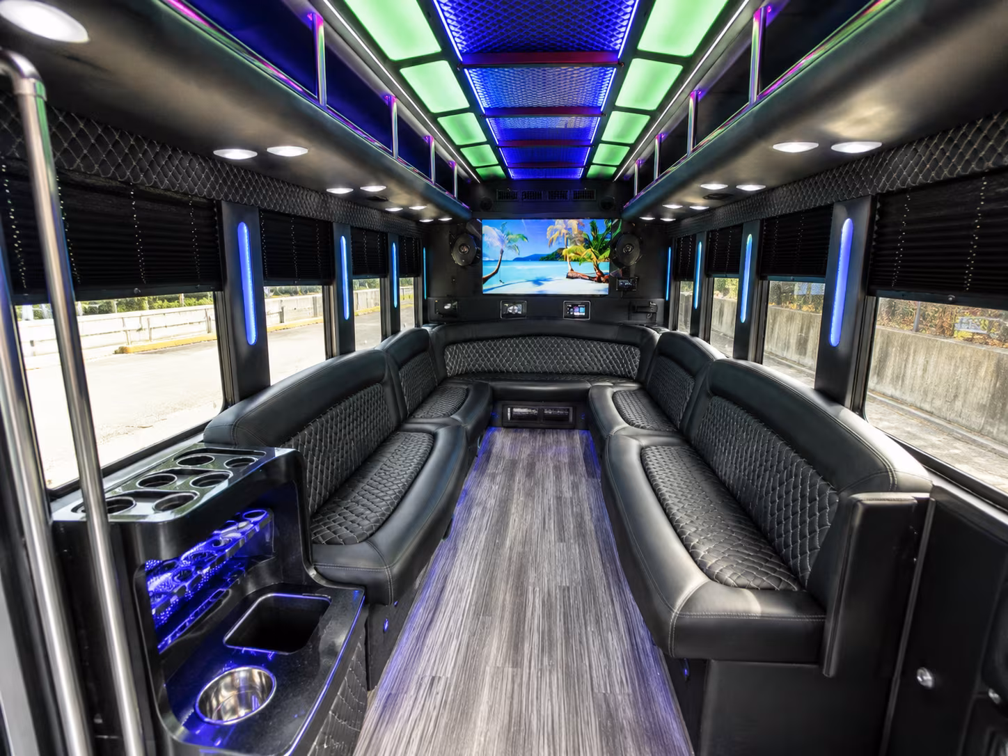 gainesville 18 passenger party bus inside