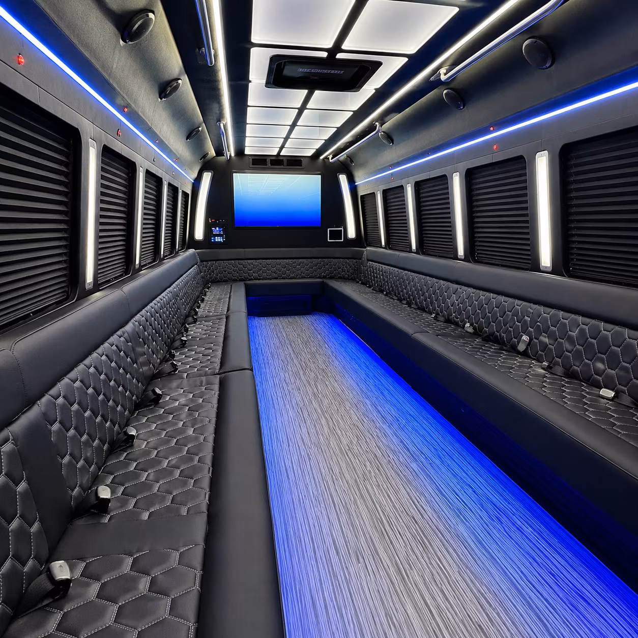 gainesville 50 passenger party bus inside